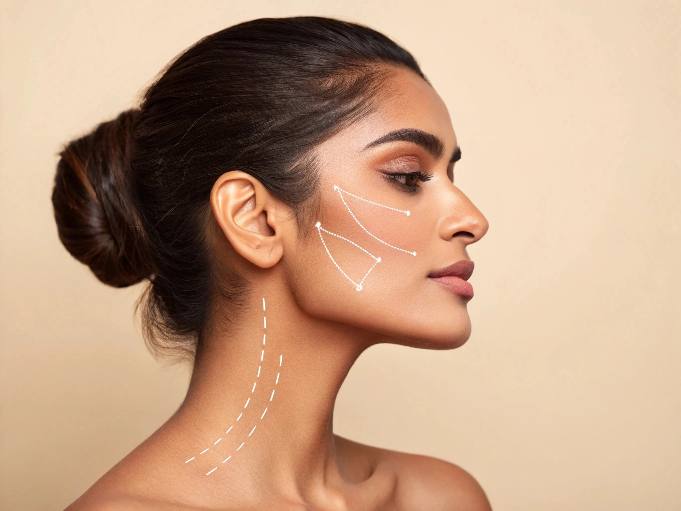 Treatment areas on face profile